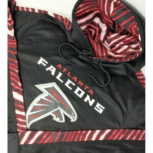 Atlanta‎ Falcons Hoodie Black Pullover Mens Medium Zubaz Zebra Stripe Trim NFL